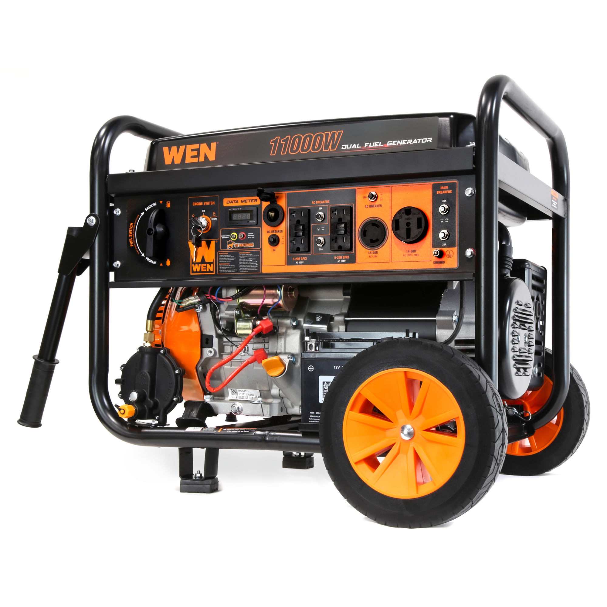 WEN Dual Fuel Generator - 11000W Surge, 8300W Rated, 120/240V, CO Sensor, Wheel Kit, Model# DF1100X